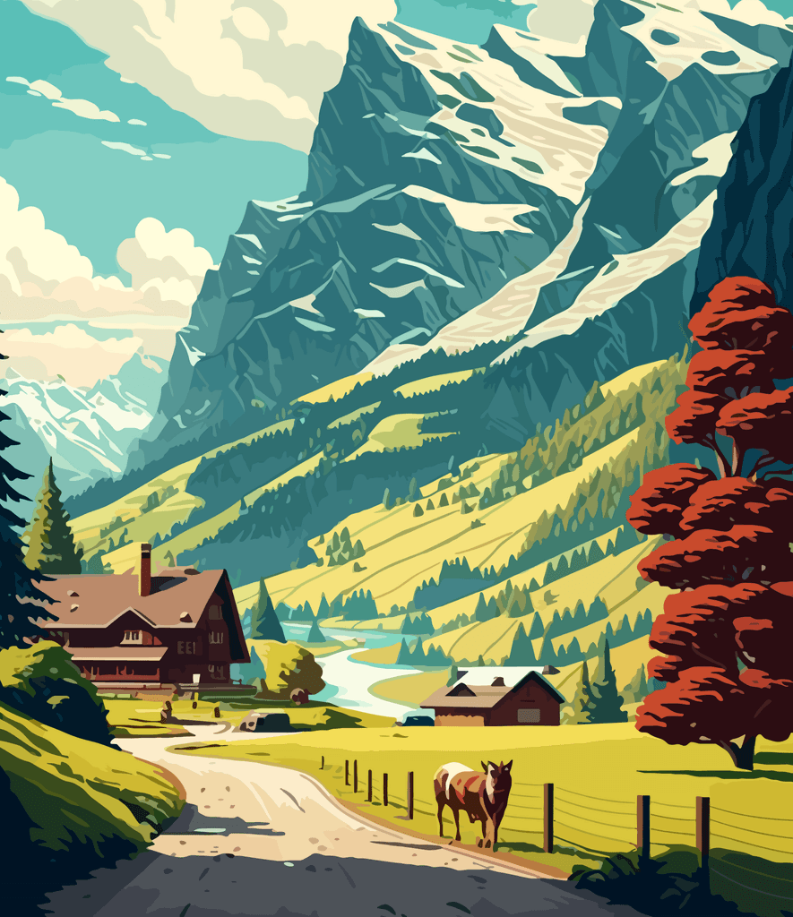 Swiss valley in summer