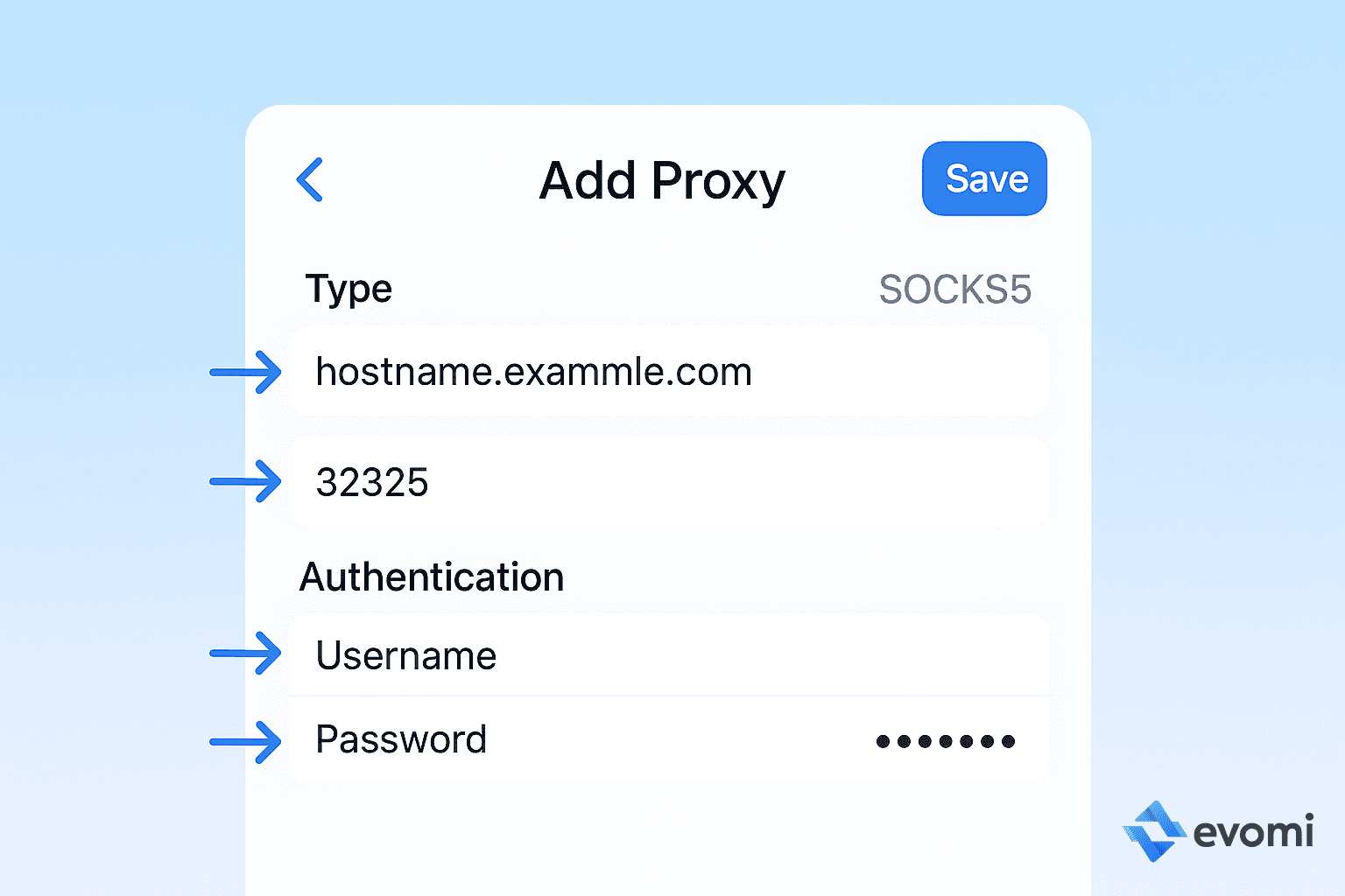 Potatso Proxy Configuration Fields