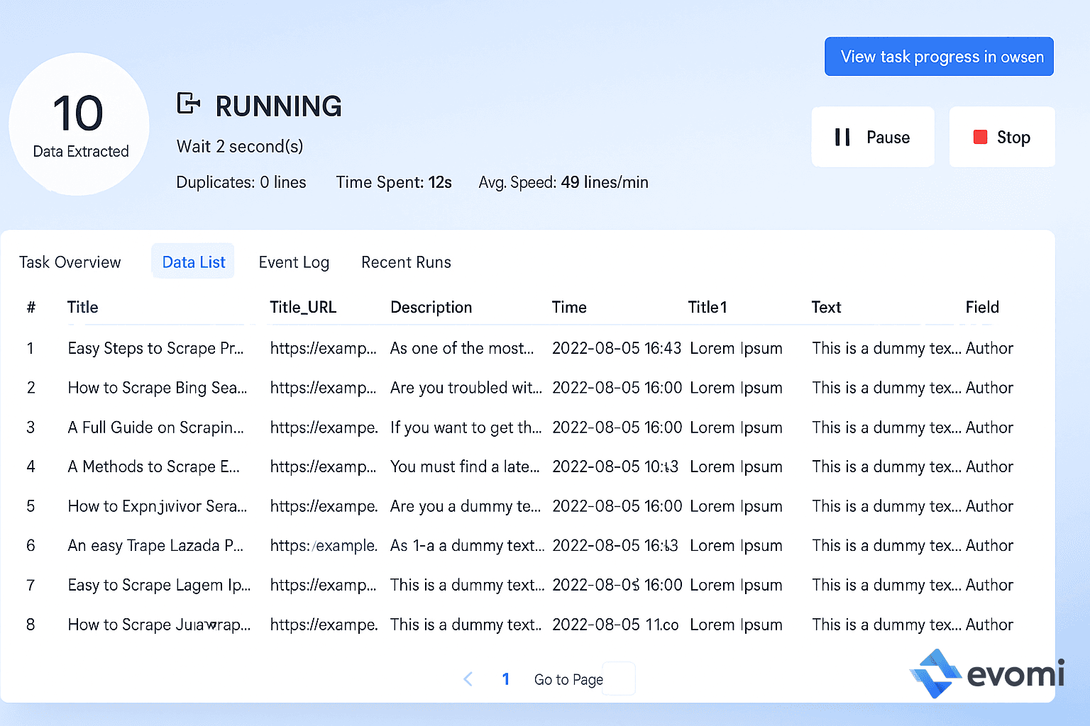 Octoparse template selection screen