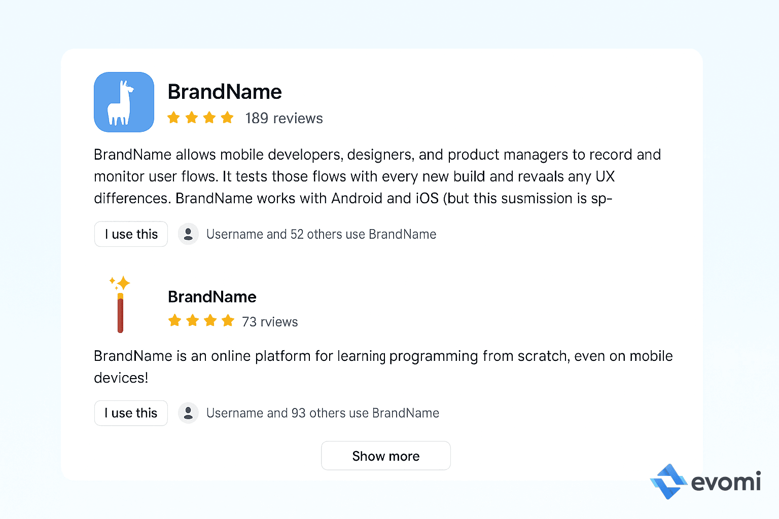 Product Hunt 'Show more' button detail