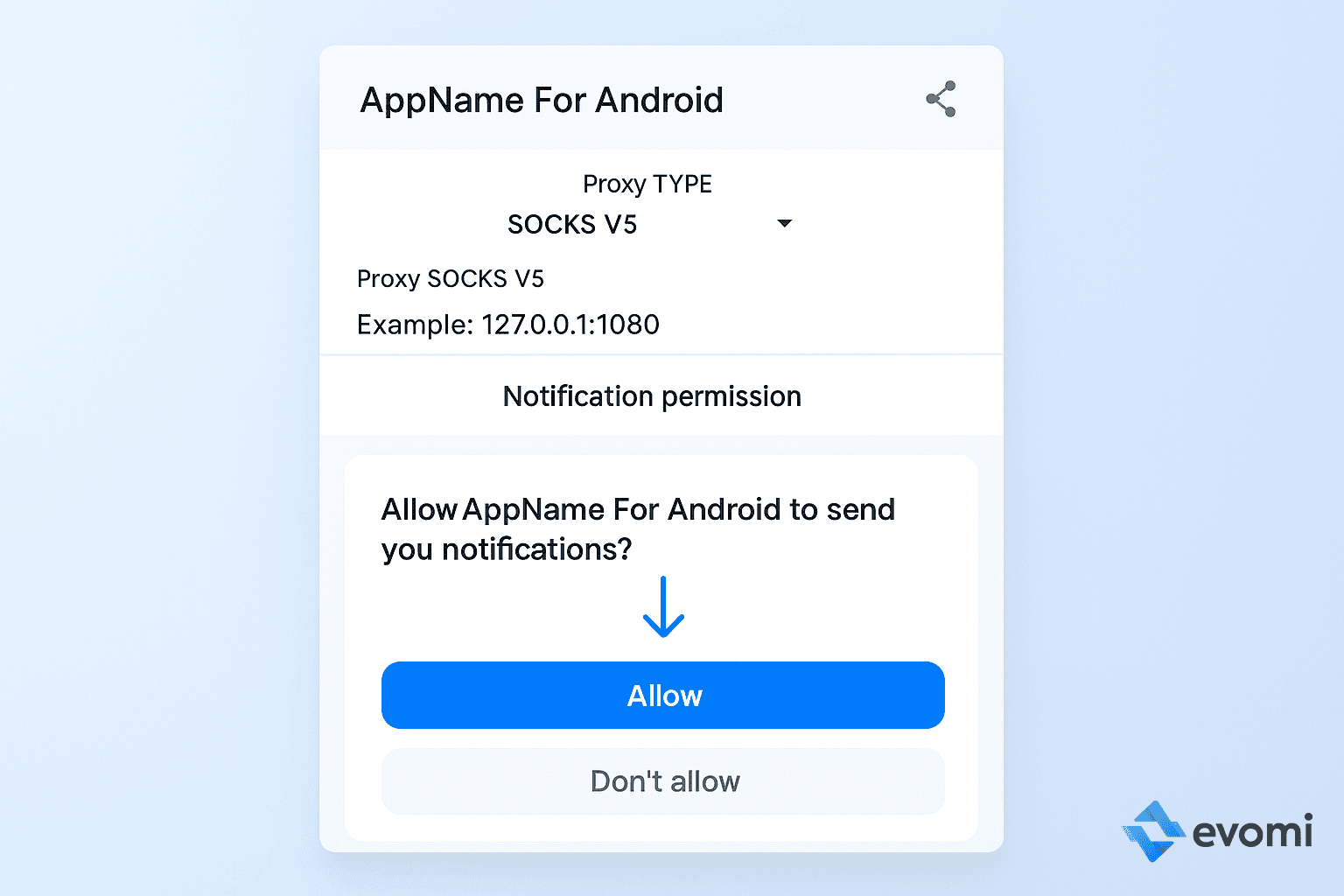 Android system confirmation for Tun2TAP notification permission