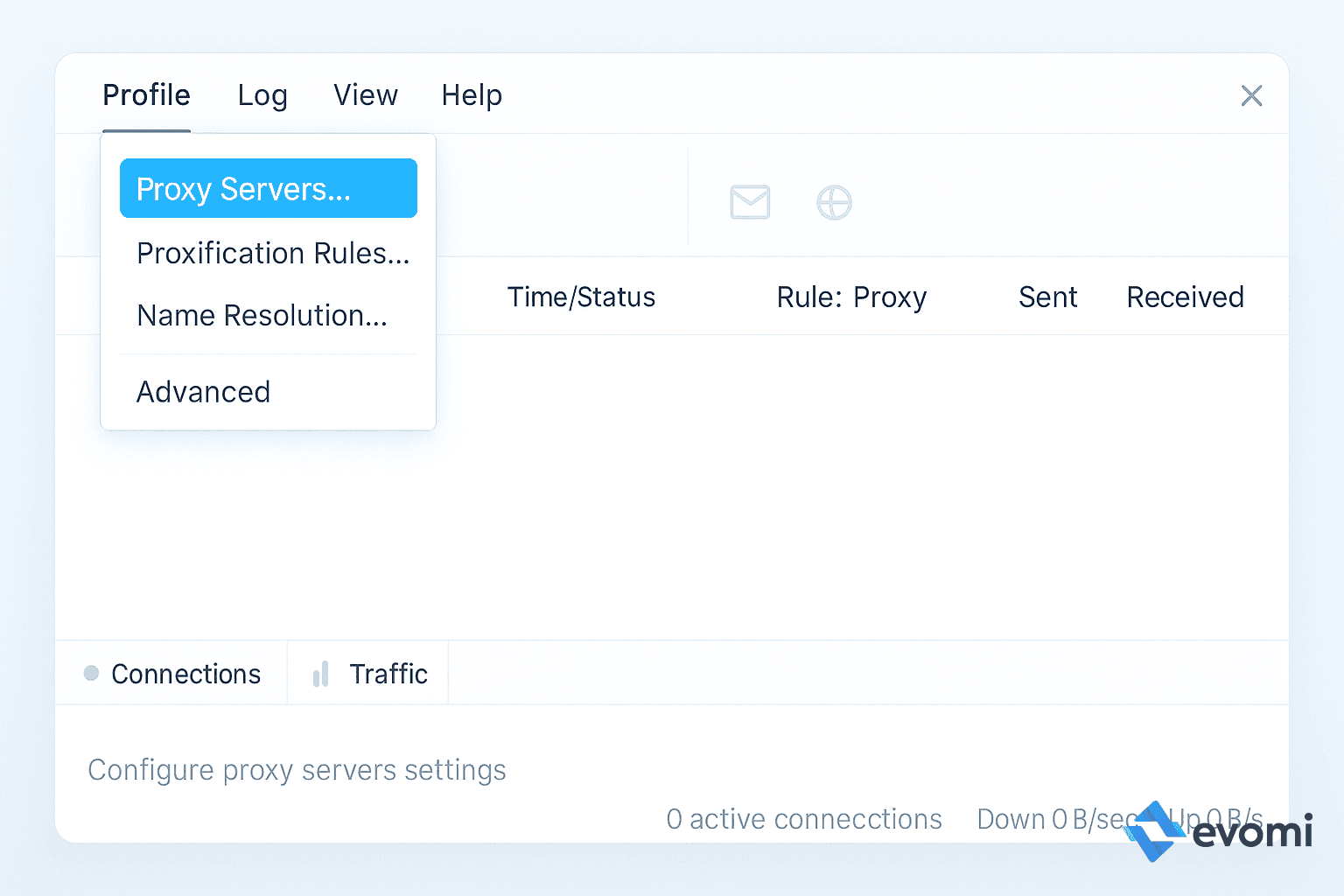 Opening proxy server settings in Proxifier