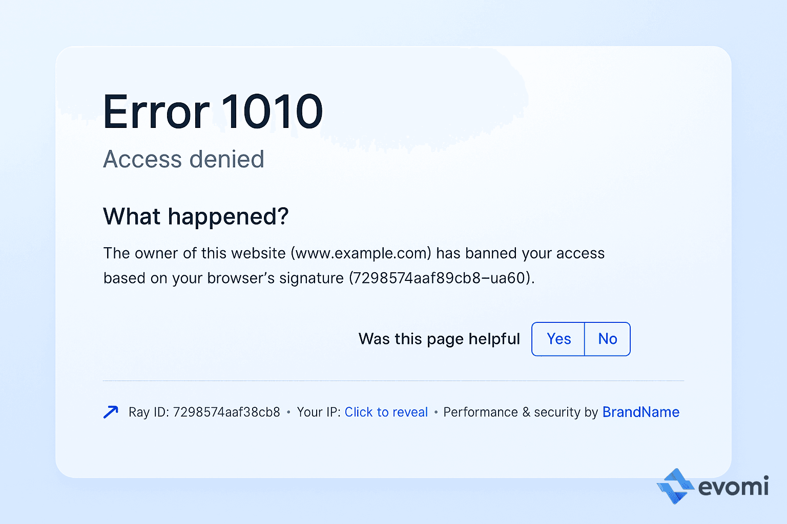 Cloudflare Error 1010 Access Denied Screen