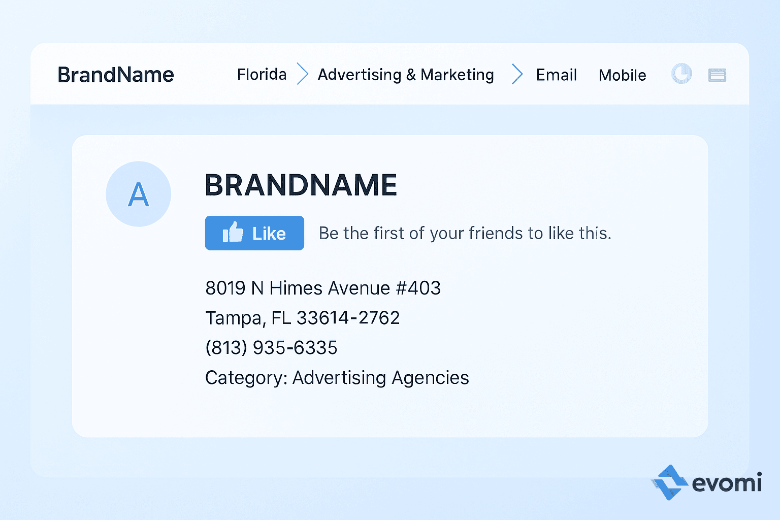 HTML structure showing the company address within table and paragraph tags on Amfibi