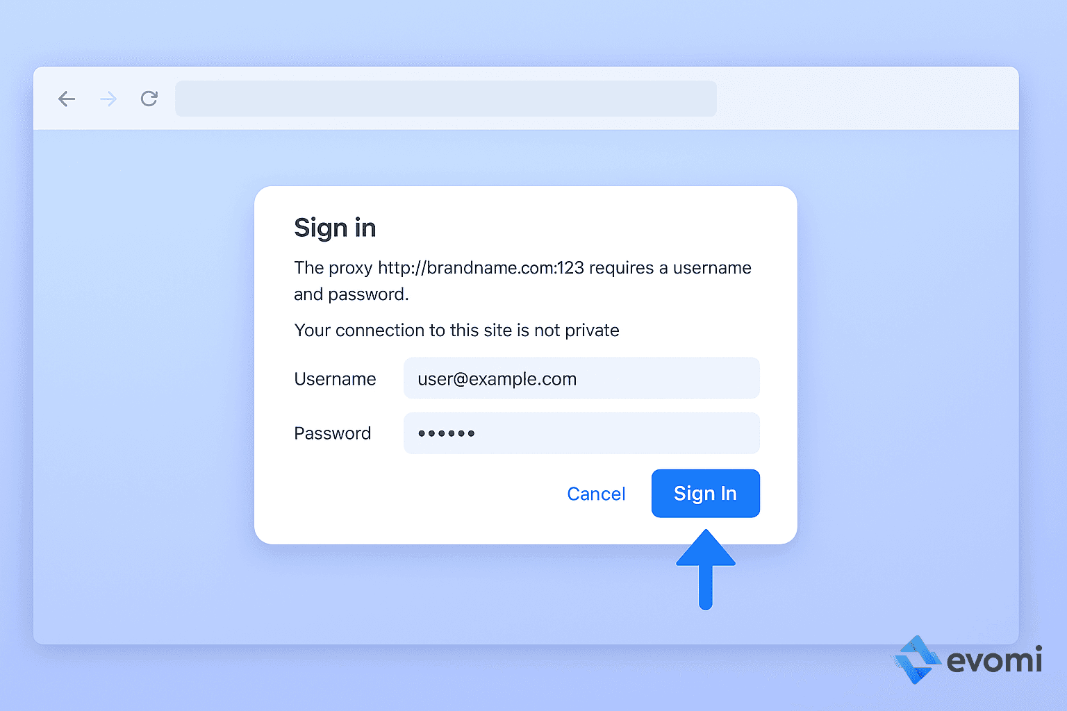 Authentication pop-up in Google Chrome requesting proxy username and password on macOS