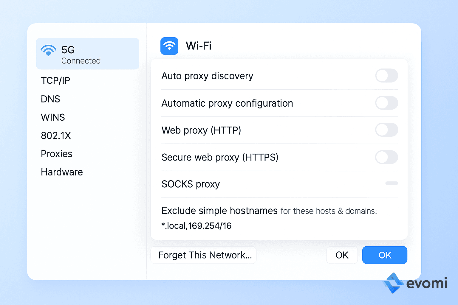 Disabling proxy settings on macOS