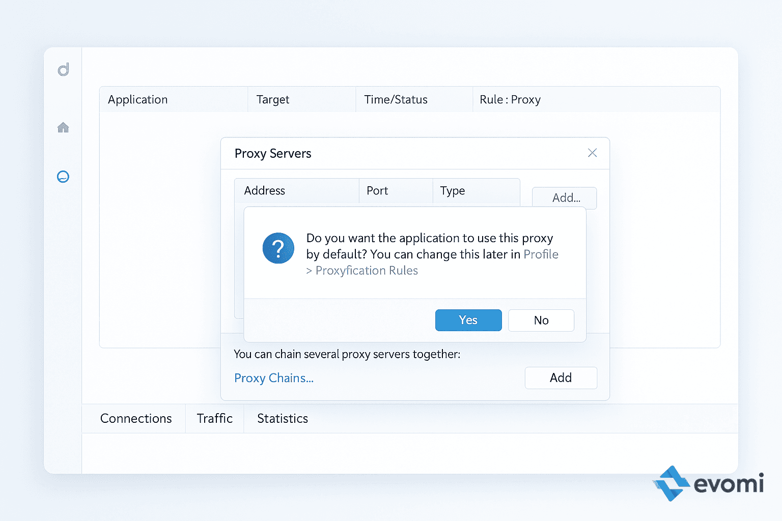 Proxifier prompt to set the proxy as default