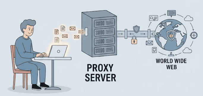 How a proxy server sits between a client and a destination server
