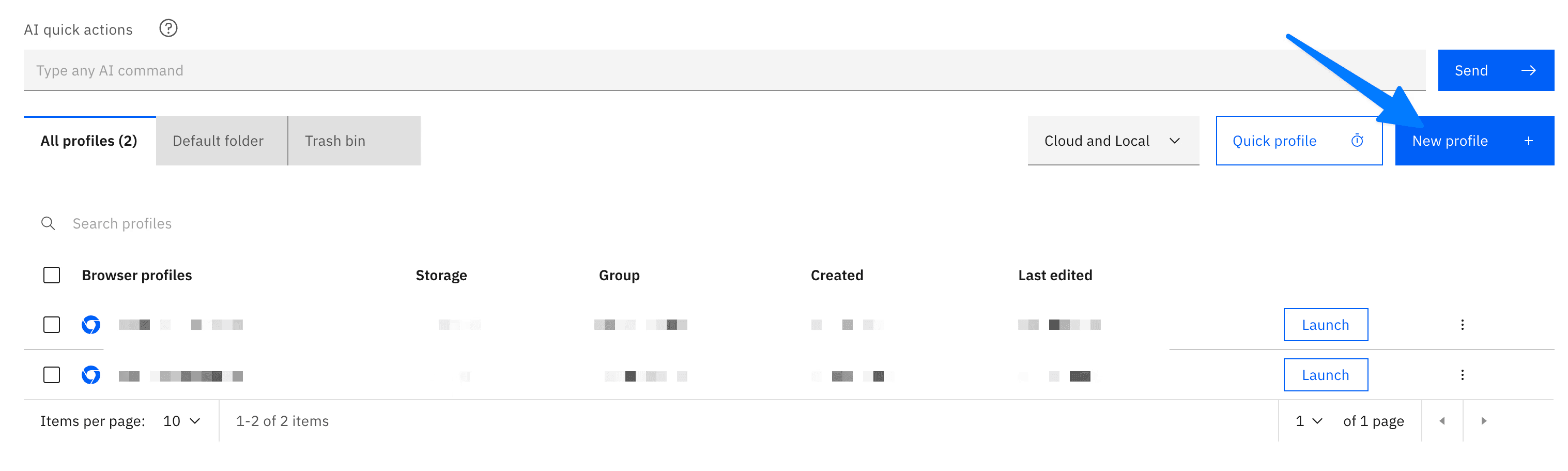 Creating a new browser profile in Multilogin