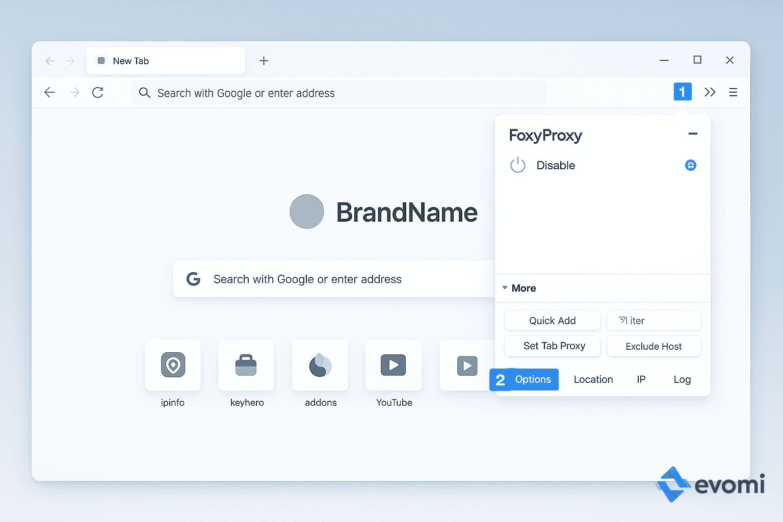 FoxyProxy Firefox Menu - Options