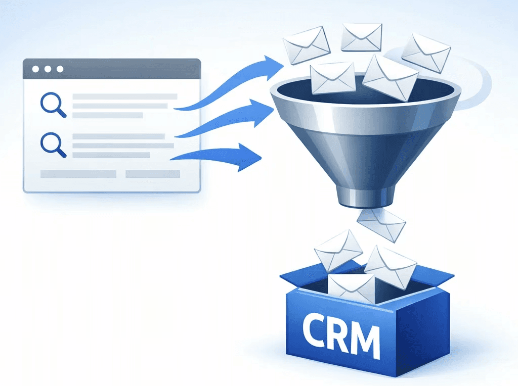 Web scraping tool funneling email data into a CRM system for lead management
