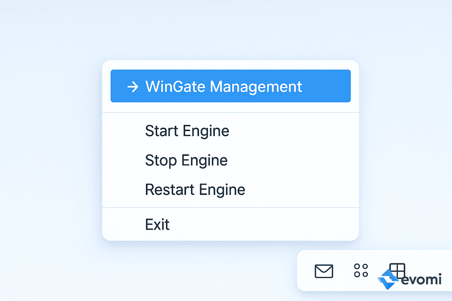 Accessing WinGate Management from the notification area