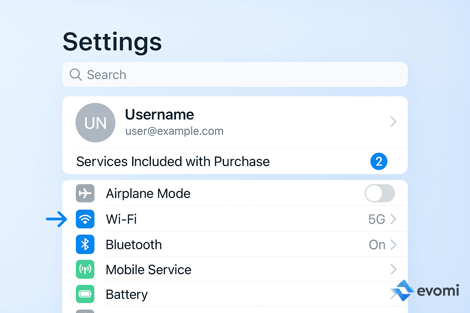 iOS Settings menu with Wi-Fi option highlighted