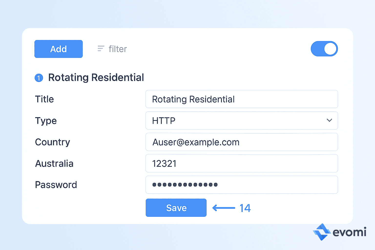 FoxyProxy Firefox Configuration Fields Filled
