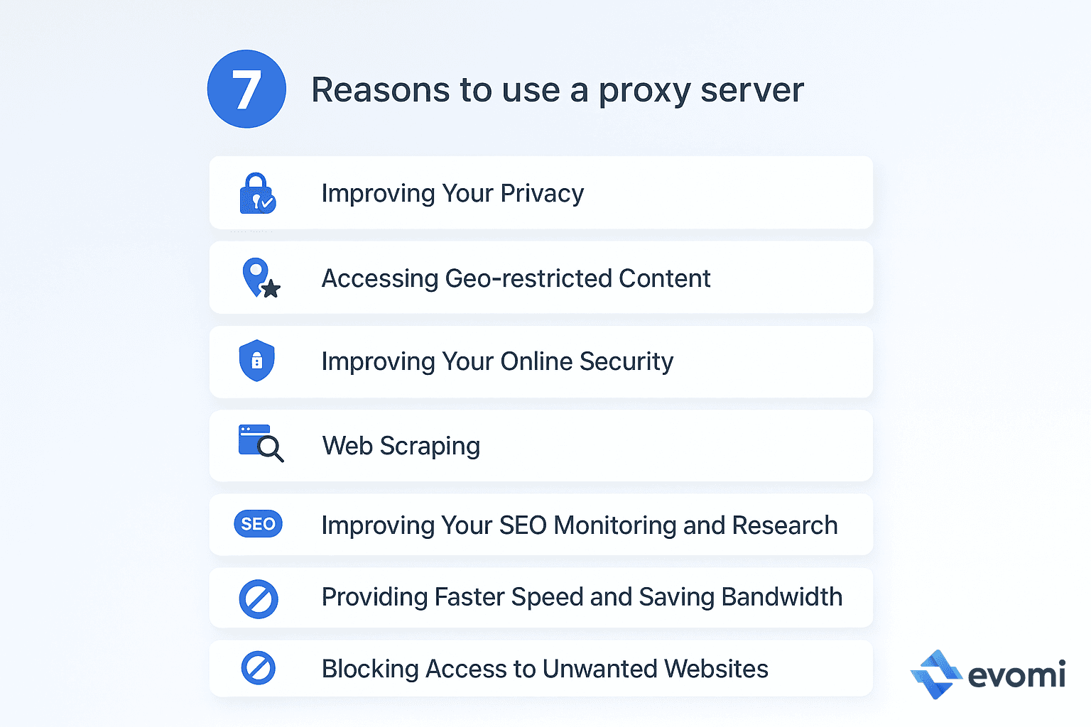 Infographic listing key reasons to use a proxy server