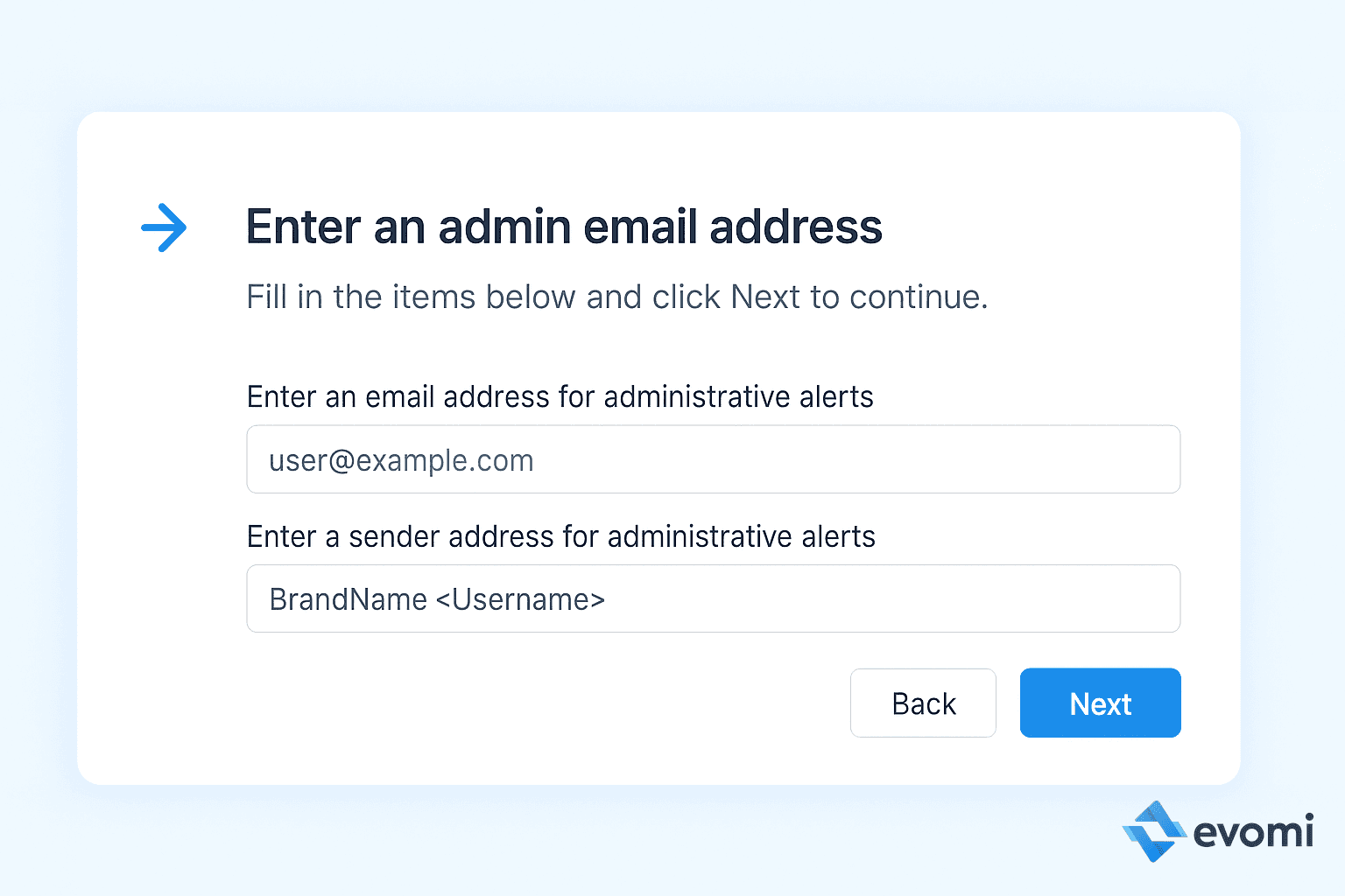 WinGate setup: entering admin email for alerts