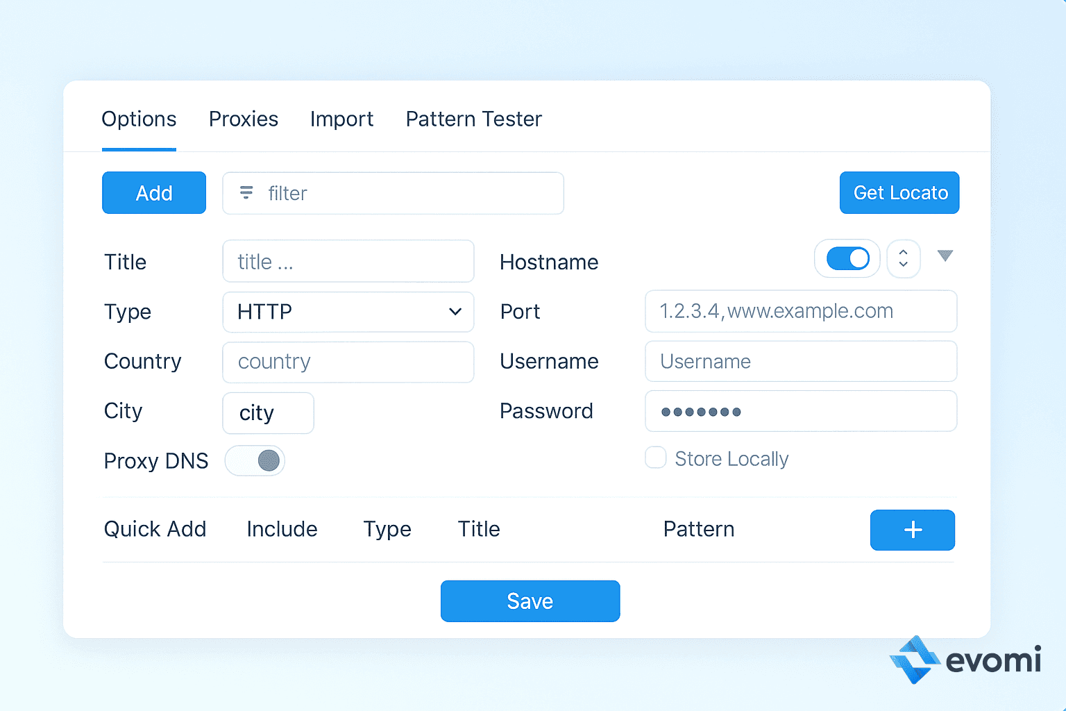 FoxyProxy Add Proxy Window