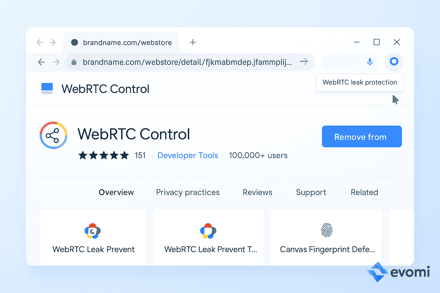 WebRTC Control extension in Chrome Web Store