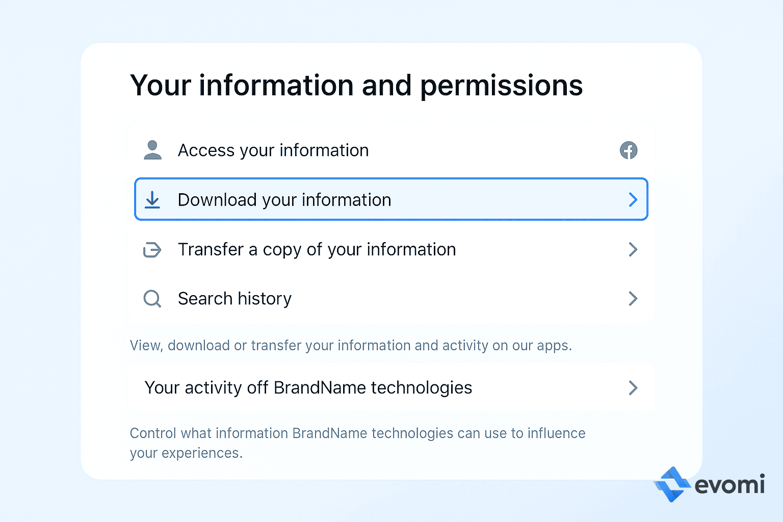 Instagram Download your information option