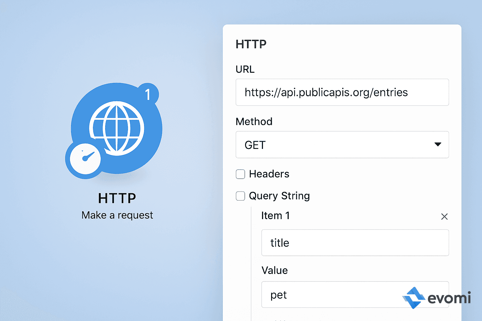 Configuring an HTTP request in Make.com